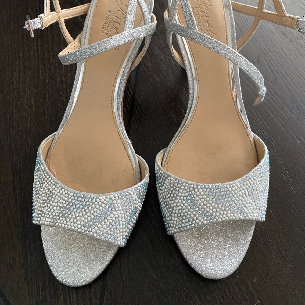 Silver sparkle dress heeled sandals